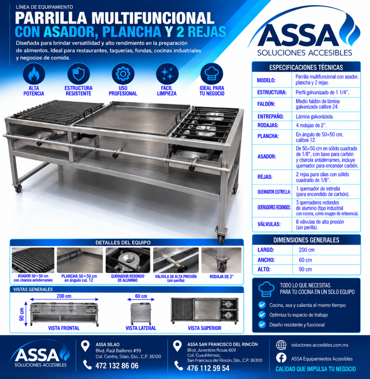 Parrilla multifuncional profesional