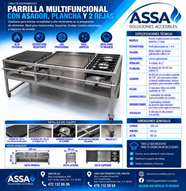 Parrilla multifuncional profesional