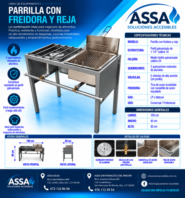Parrilla con freidora y reja