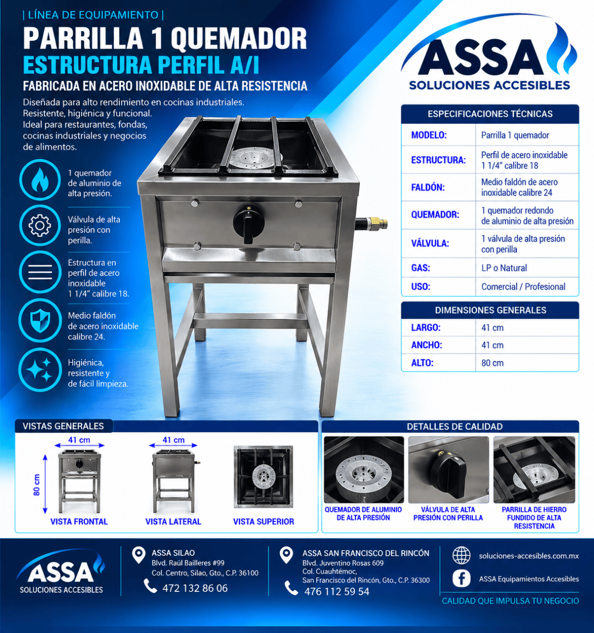 Parrilla 1 quemador