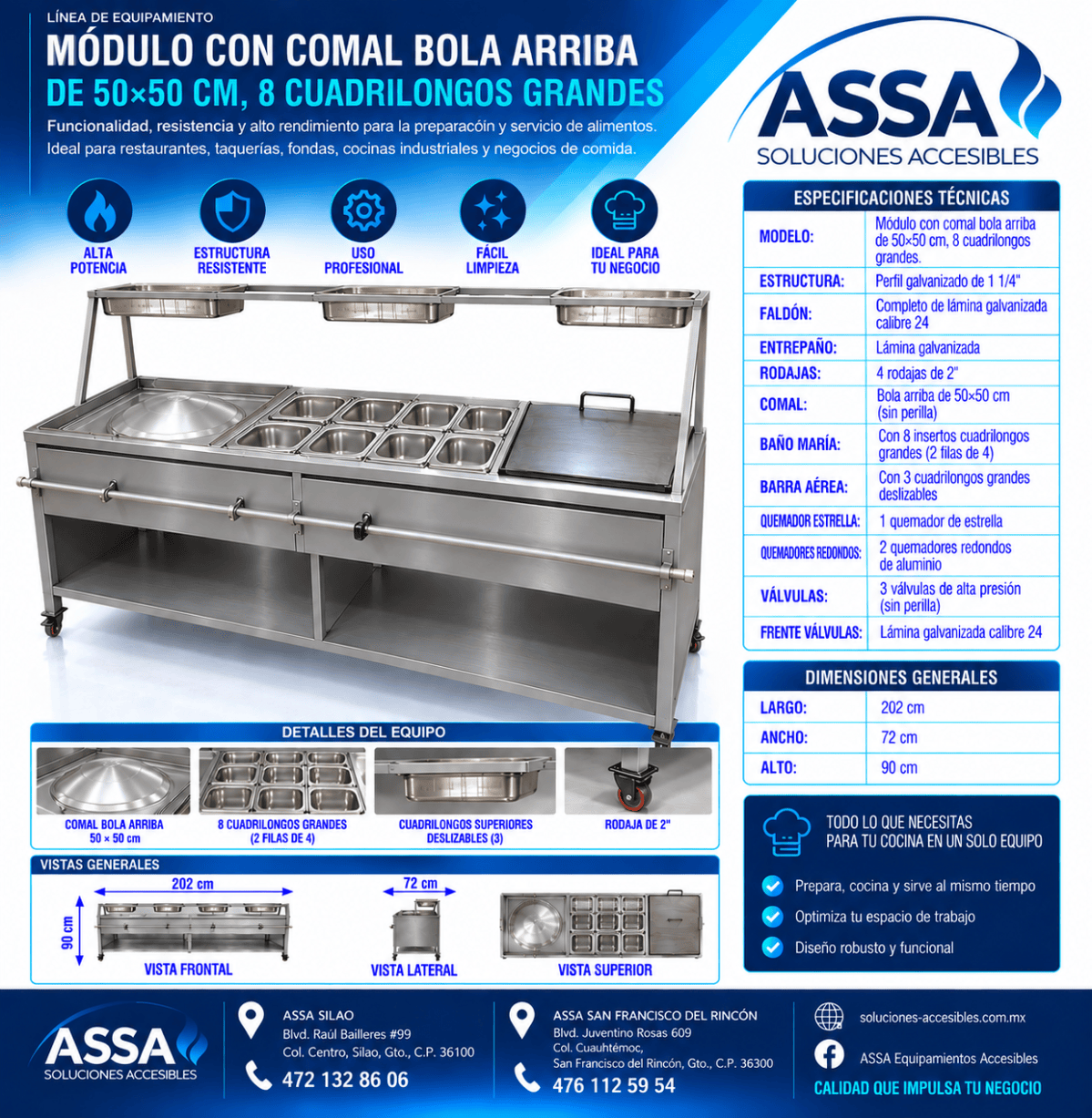Módulo con comal bola arriba