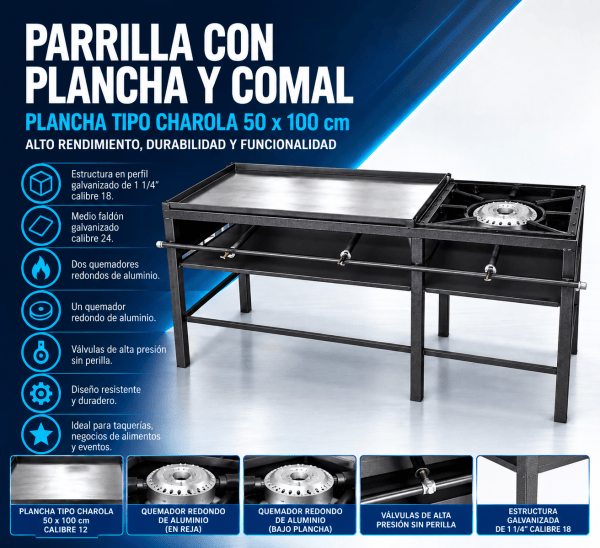 Parrilla con plancha y comal