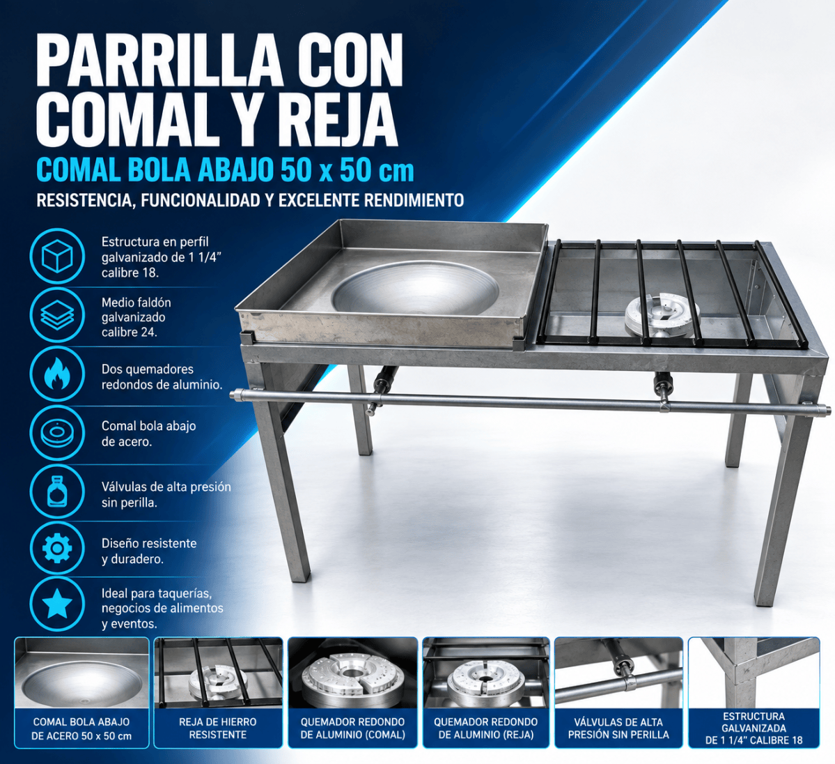 Parrilla con comal y reja
