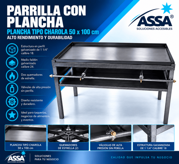 Parrilla con plancha profesional
