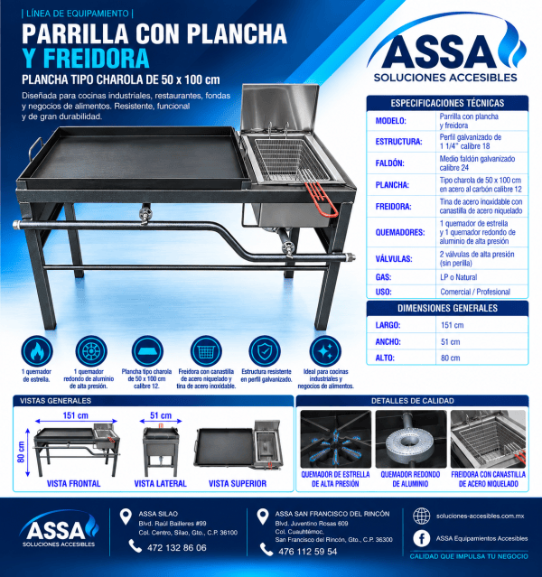 Parrilla con plancha y freidora