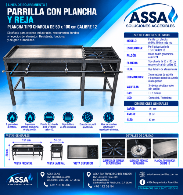 Parrilla con plancha y reja