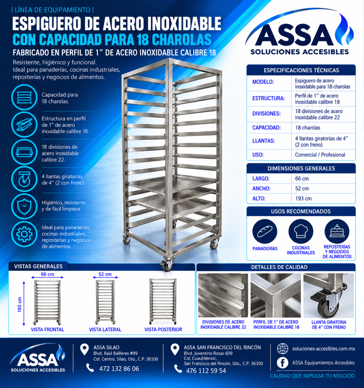Espiguero de acero inoxidable