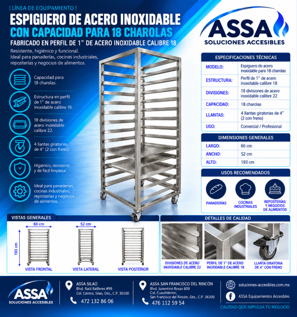 Espiguero de acero inoxidable