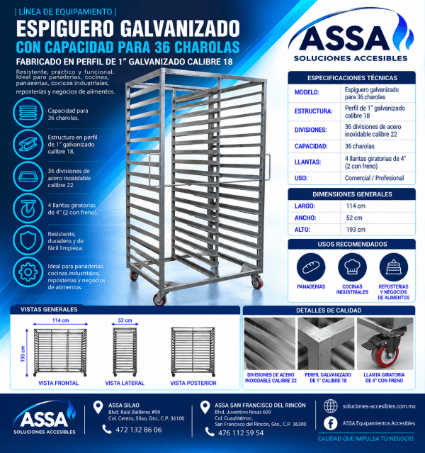 Espiguero galvanizado para 36 charolas