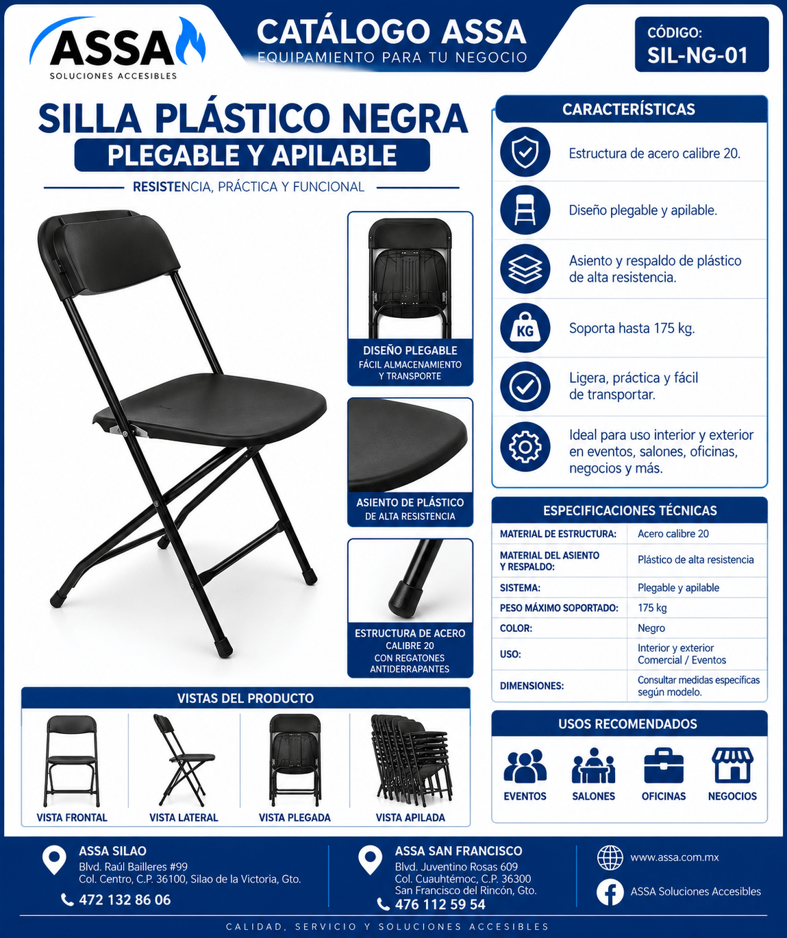 Silla negra plegable